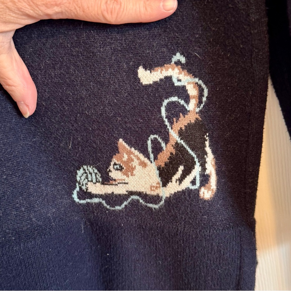 Astrologie Navy Cat Intarsia Sweater - Size L - Picture 5 of 9